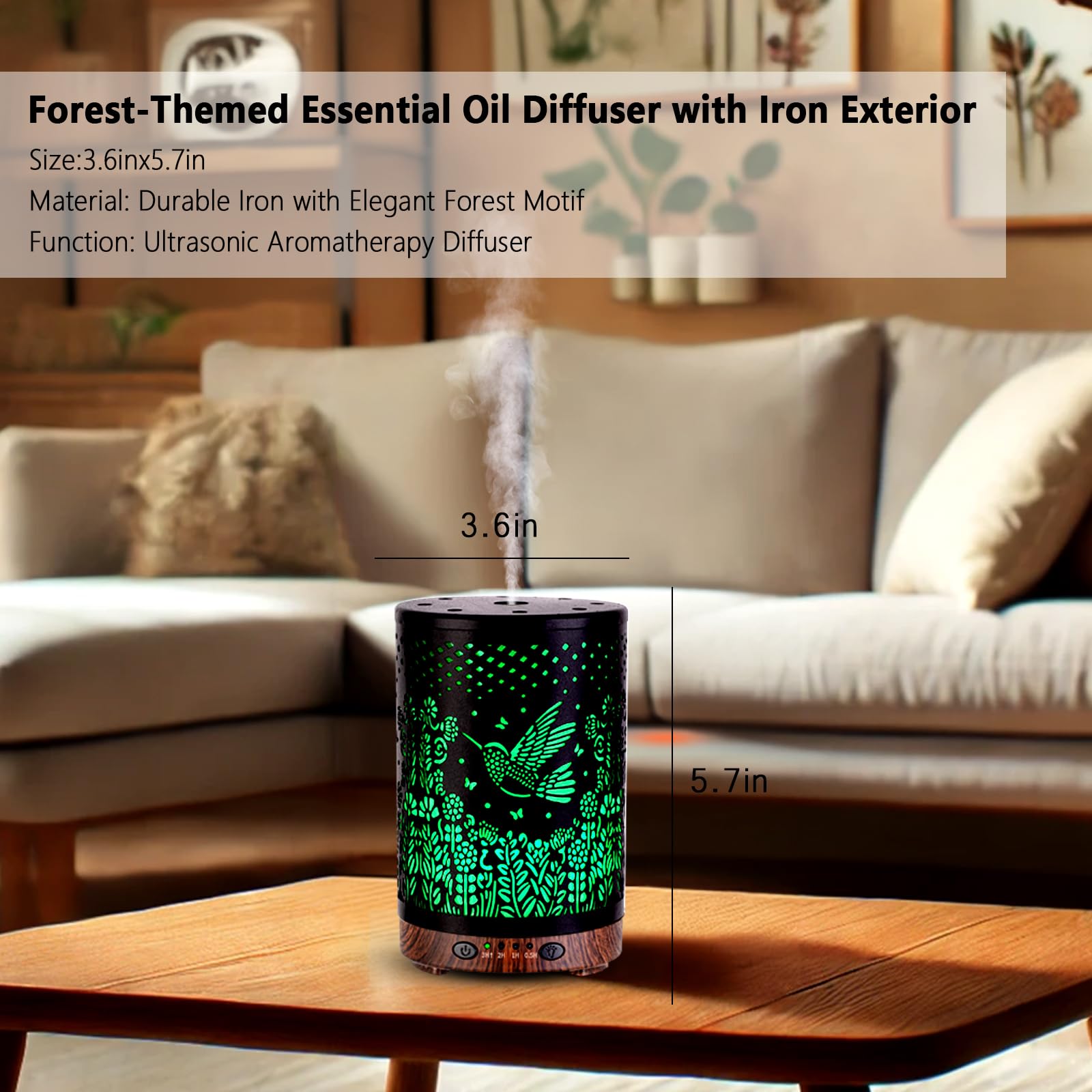 Decorative JOYOLO diffuser with bird pattern in a cozy space