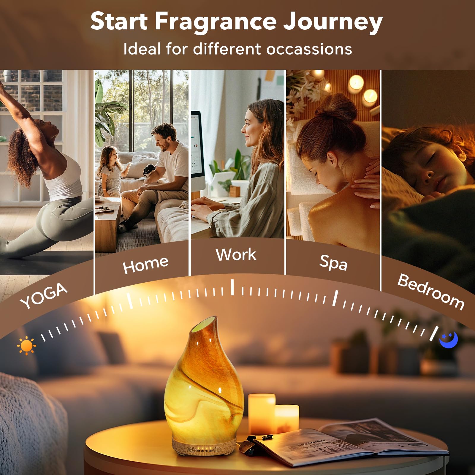 JOYOLO diffuser on a desk creating ambient home/office ambience