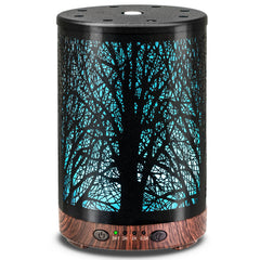 JOYOLO 120ML metal essential oil diffuser with tree pattern, front view
