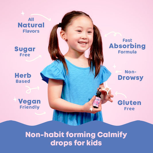 Dropper releasing Calmify liquid magnesium for children