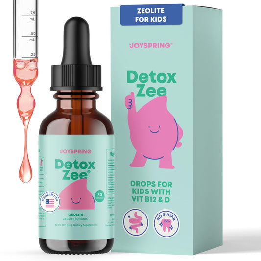 JoySpring DetoxZee Zeolite Drops for Kids bottle with natural Berry Flavor