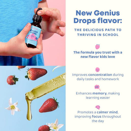 Close-up of JoySpring Genius Drops Smartberry Vanilla bottle