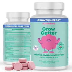 JoySpring Growth Vitamins bottle front label for kids and teens