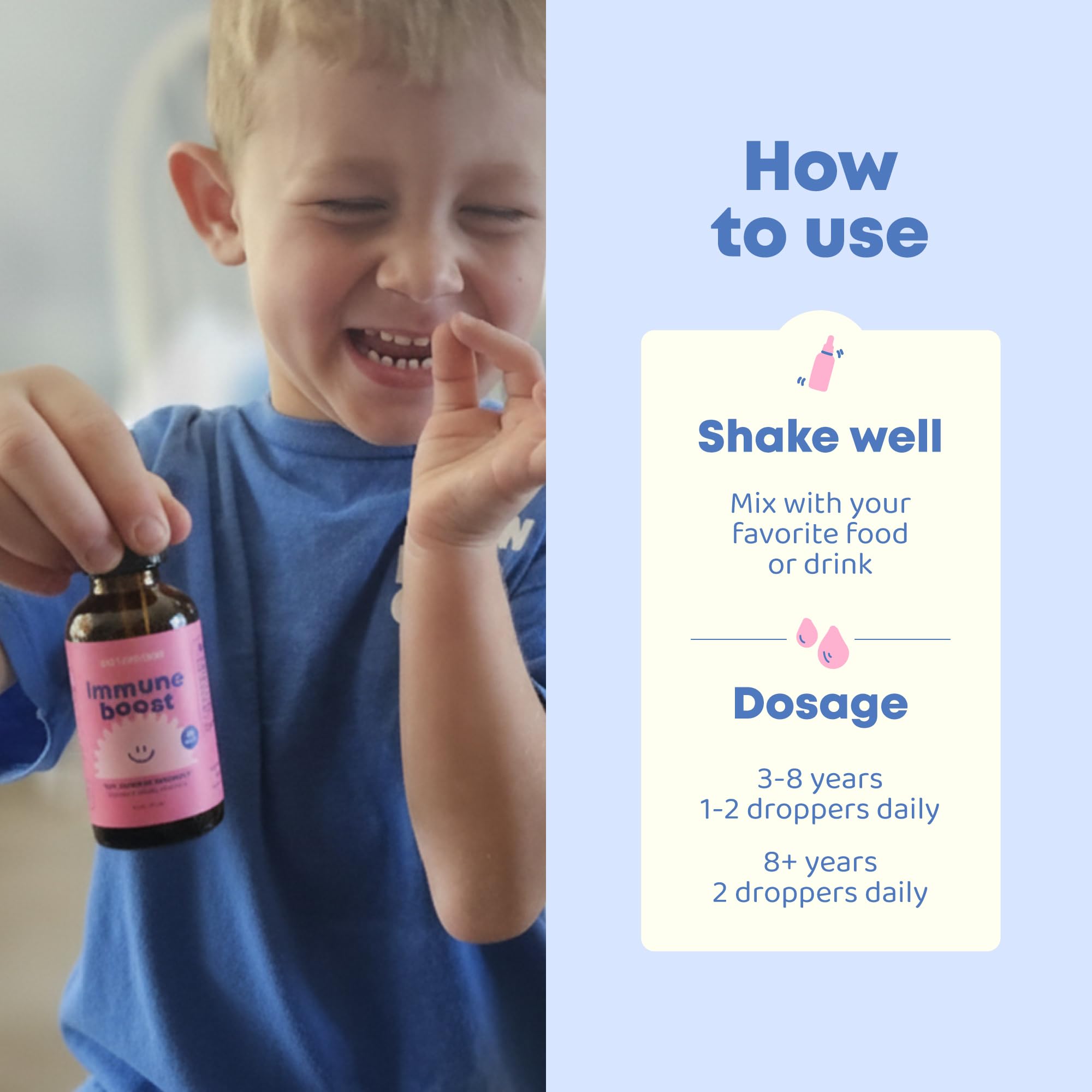 JoySpring Immune Drops being mixed into juice or smoothie
