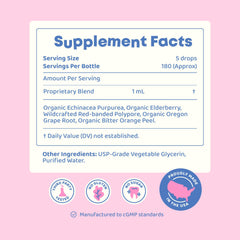 Front label of JoySpring Immune Drops packaging