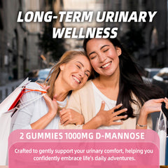 Illustration showing D-Mannose, Cranberry and Hibiscus ingredients
