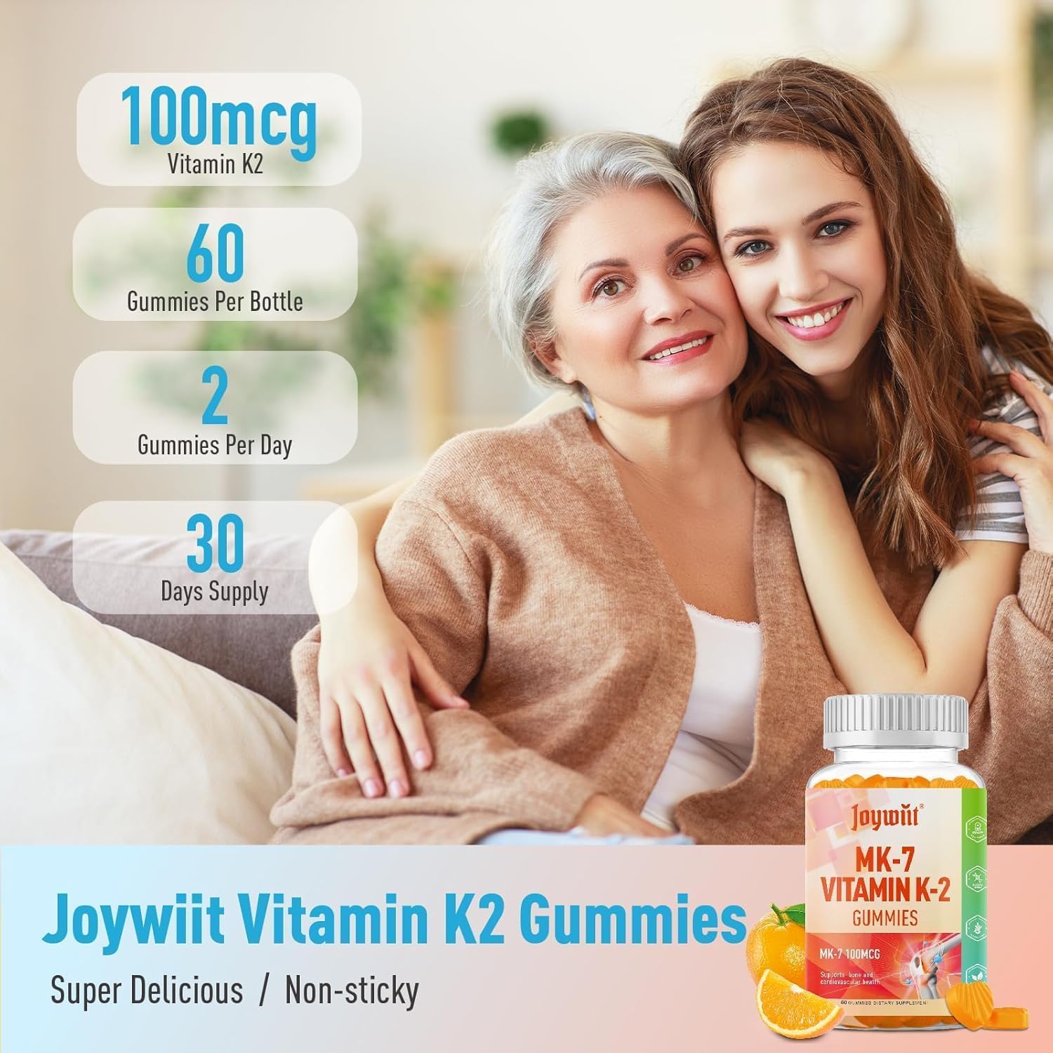 Close-up of Joywiit Vitamin K2 MK-7 Gummies texture