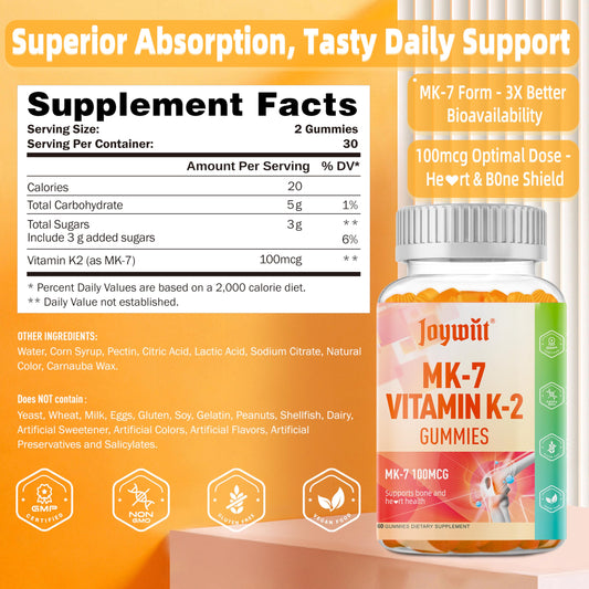 Natural orange-flavored chewable Vitamin K2 MK-7 gummy