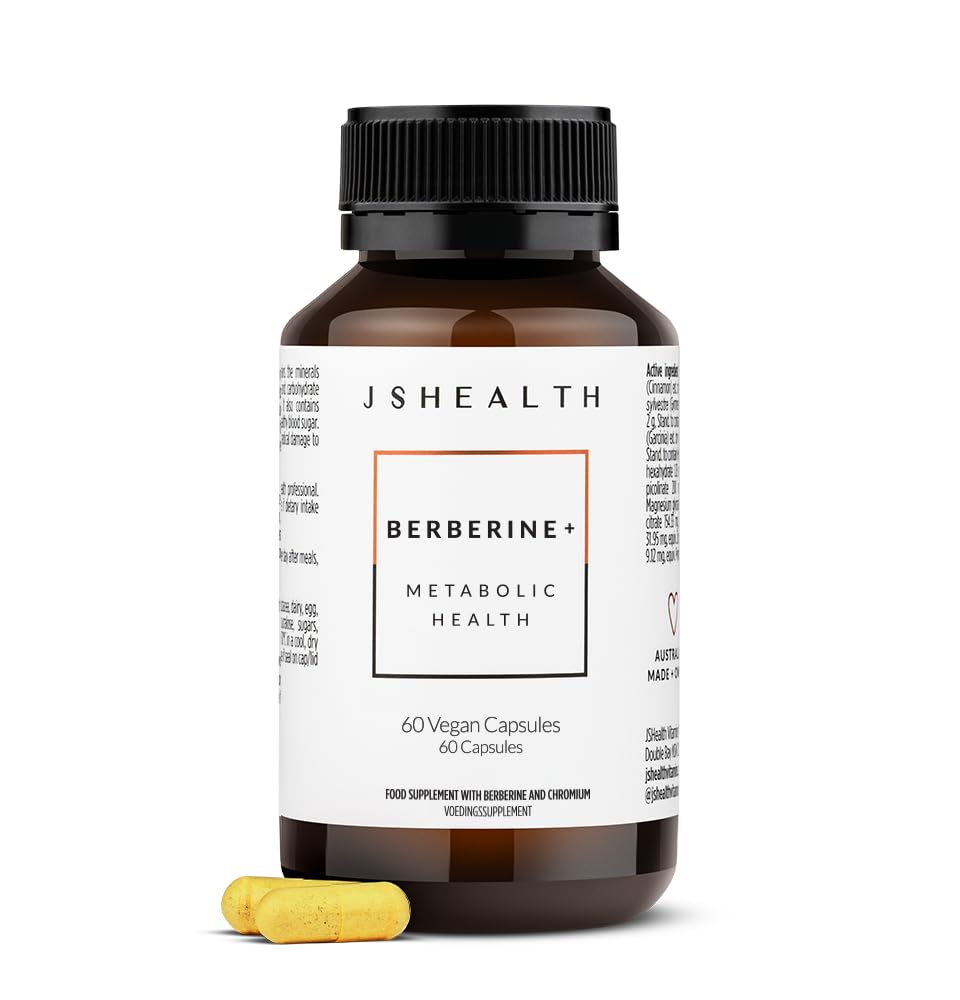 JSHealth Berberine+ bottle with capsules for daily metabolic support.
