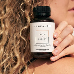 JSHealth Hair Formula serving details shown on bottle label.