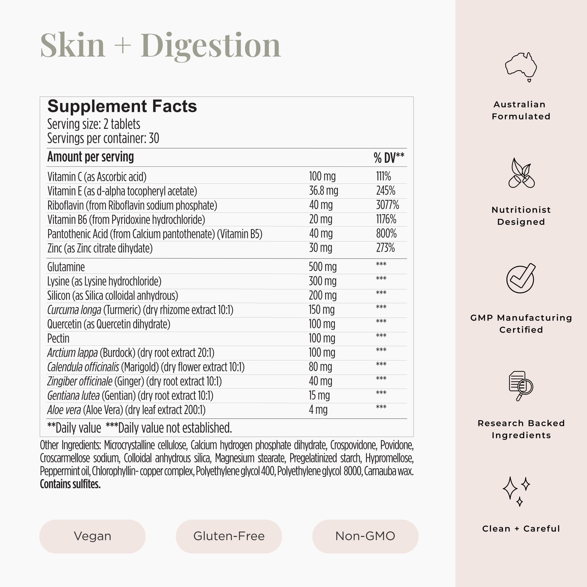 Close-up of JSHealth Skin and Digestion Formula tablets