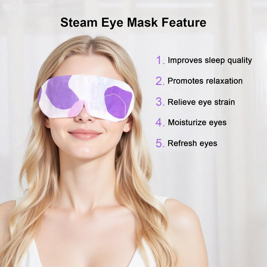 JsvshJ warm eye mask showing 104–113°F warmth for soothing comfort
