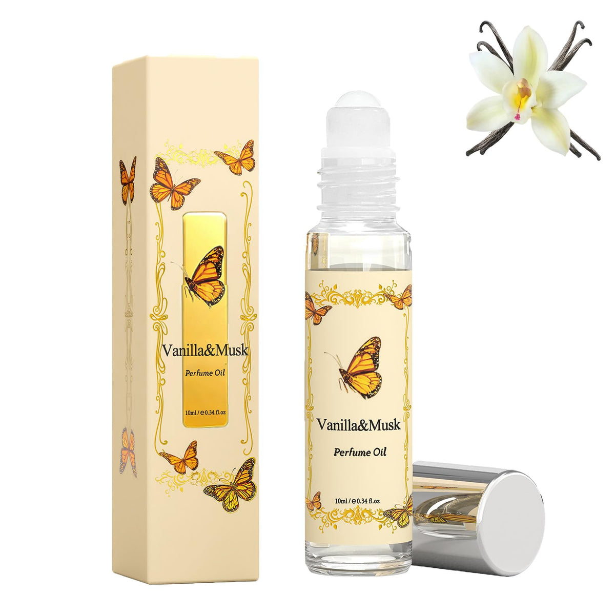 JSYKT Vanilla & Musk roll-on bottle closeup showing compact design and long-lasting scent