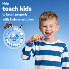Close-up of the oval soft-bristle brush head for kids