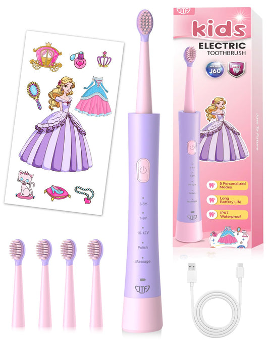 Front view of JTF Kids Electric Toothbrush Pink
