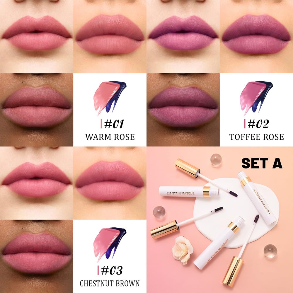 Close-up of JUAAZIN Warm Rose shade on lips with a matte finish