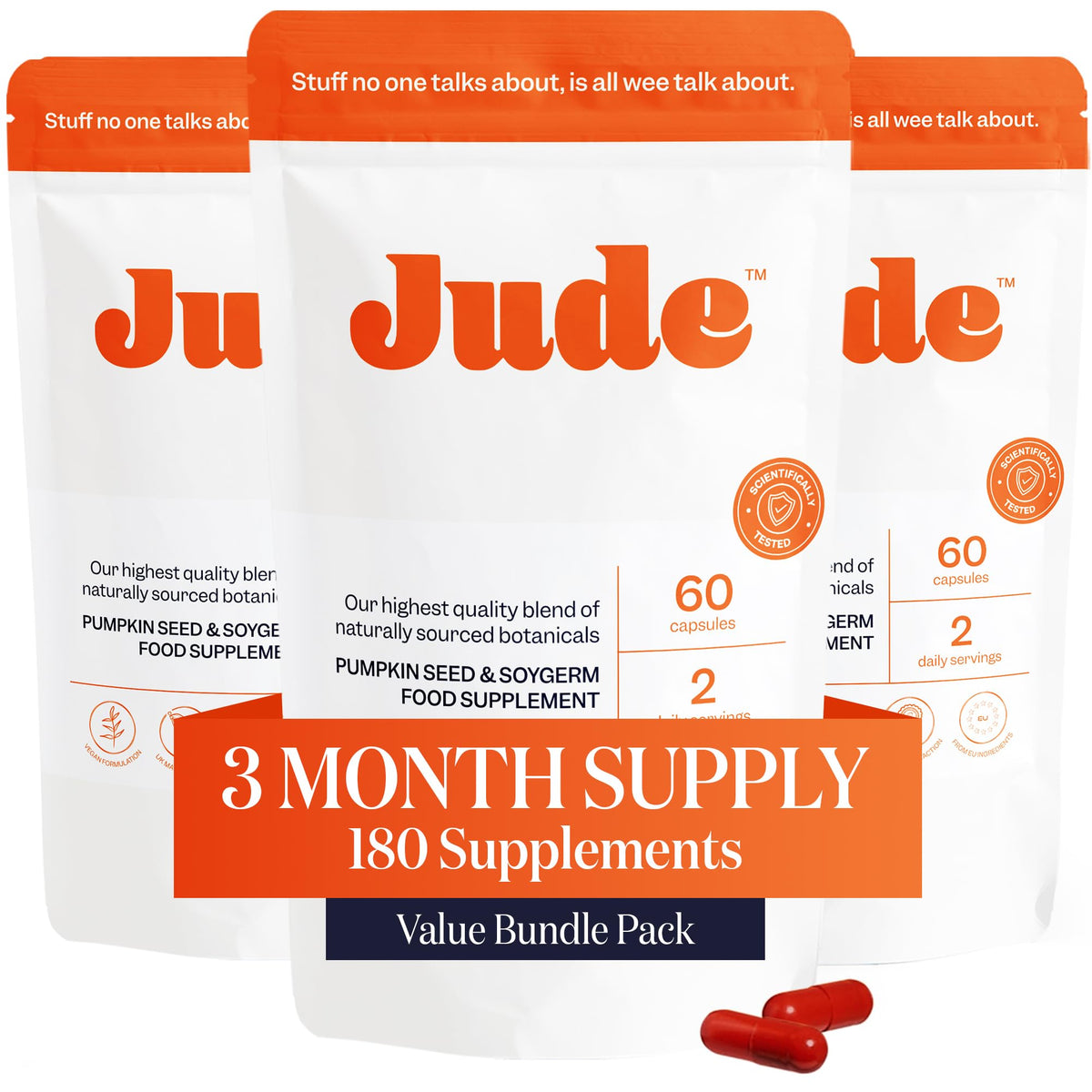 Jude Bladder Control Tablets bottle on white background