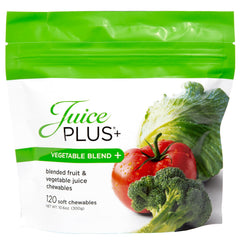 Juice Plus+ Vegetable Blend Soft Chews bottle on kitchen counter for daily wellness