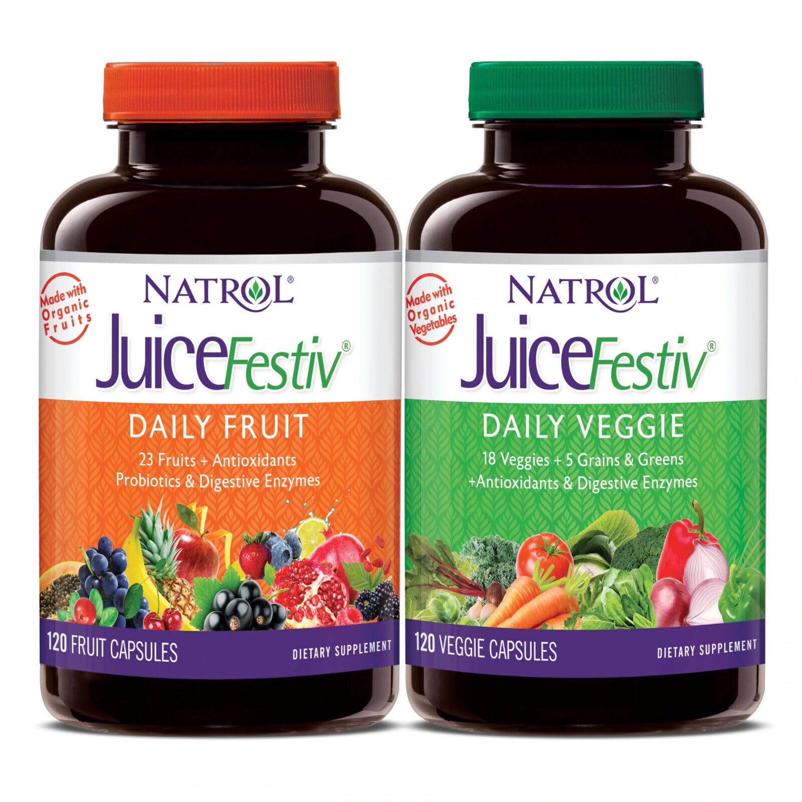 Hero image: Natrol JuiceFestiv capsules with fruit and vegetable blend