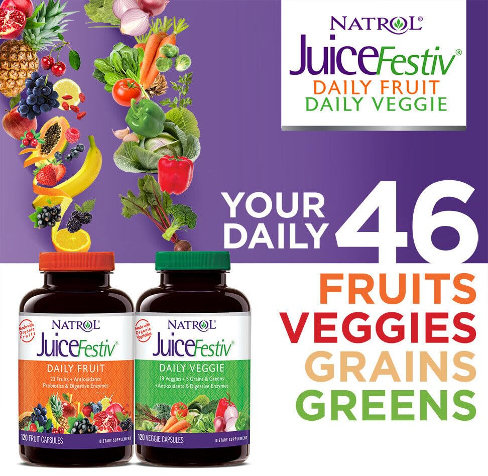 Illustration of JuiceFestiv ingredients: 46 fruits, vegetables, grains and greens