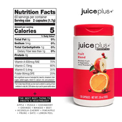 Close-up of JuicePlus+ capsules representing 20 fruits and vegetables