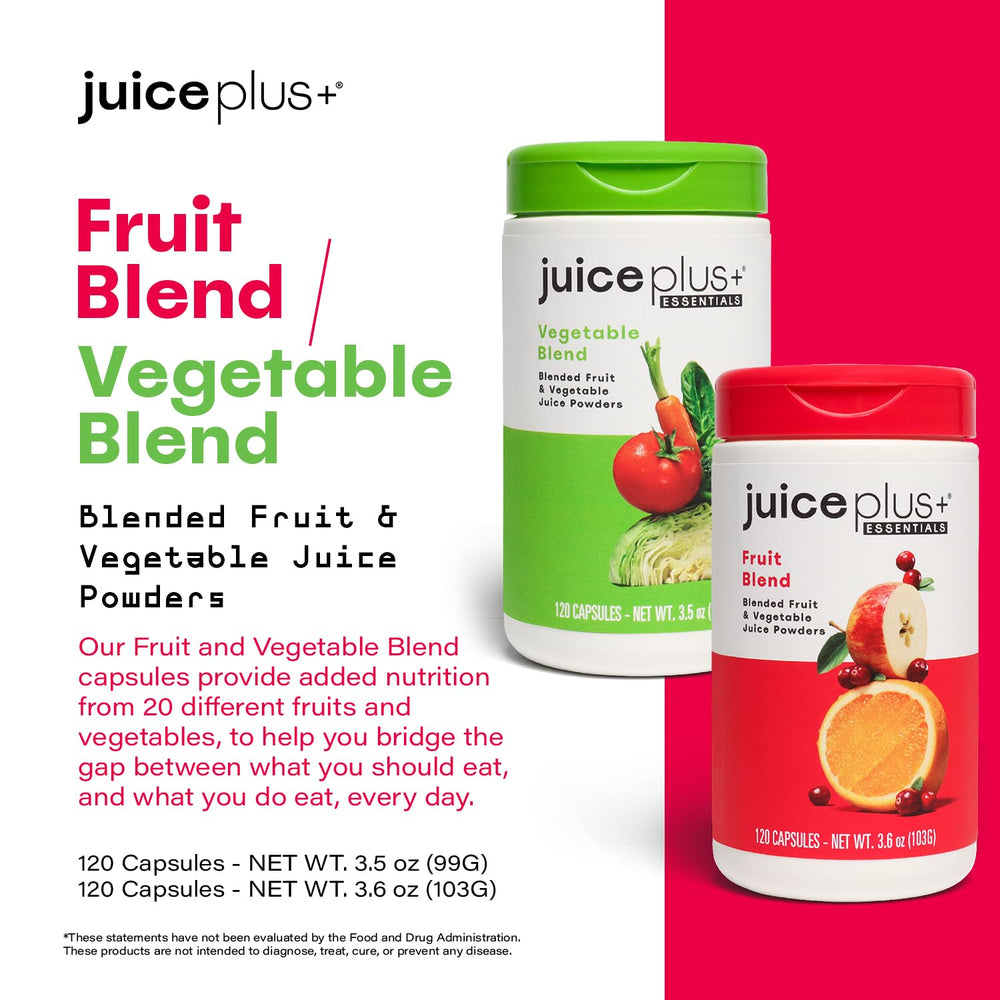 Front label of JuicePlus+ Fruit & Vegetable Blend bottle