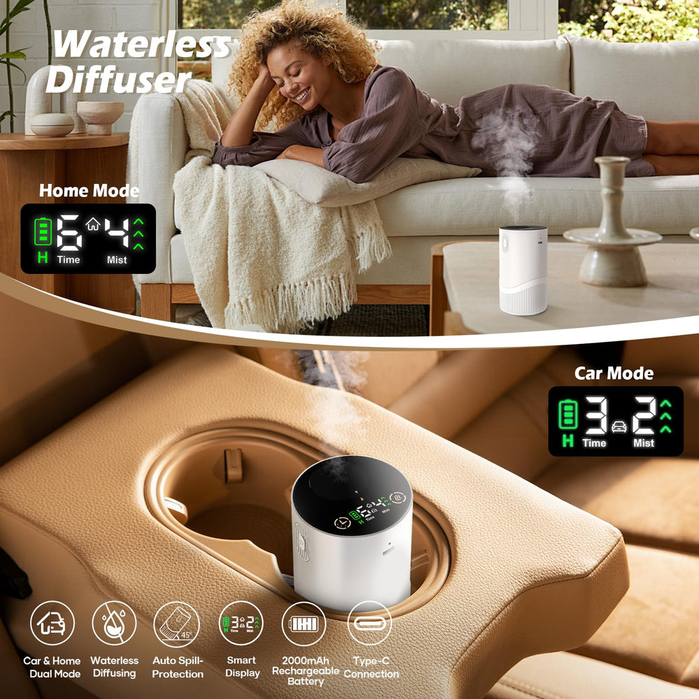 JUJSEN waterless diffuser LED display with battery and mode indicators