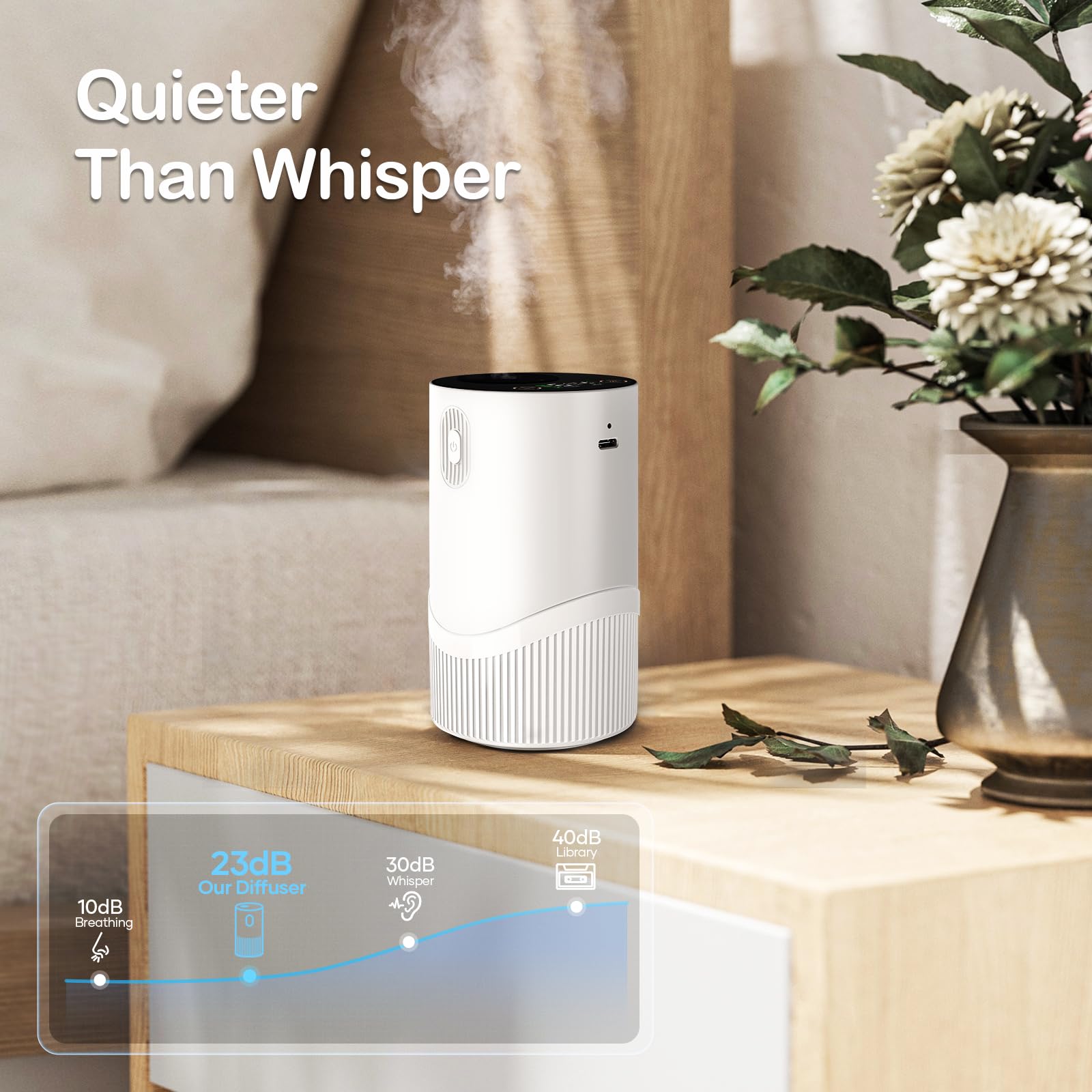 JUJSEN waterless diffuser USB-C charging for long-lasting fragrance