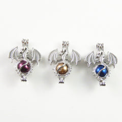 Julie Wang antique silver locket charm for essential oil felt beads in a DIY necklace.