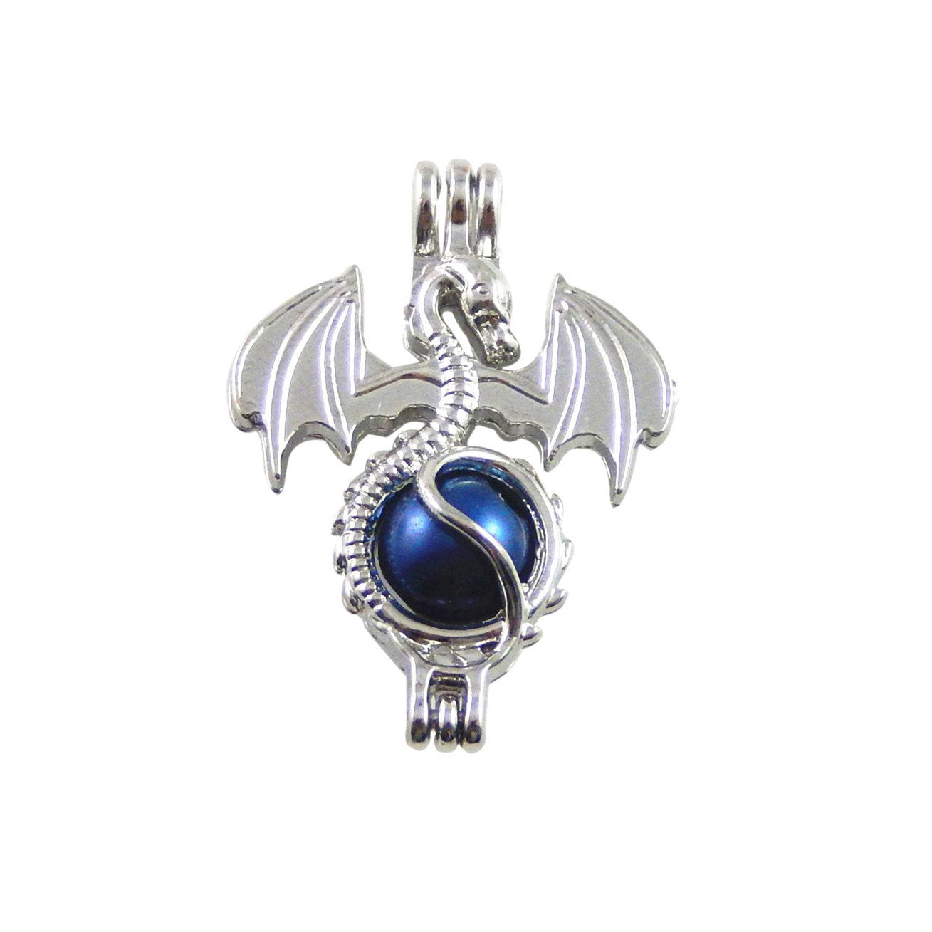 Julie Wang dragon locket charm for aromatherapy diffusers; ideal beads cage pendant.