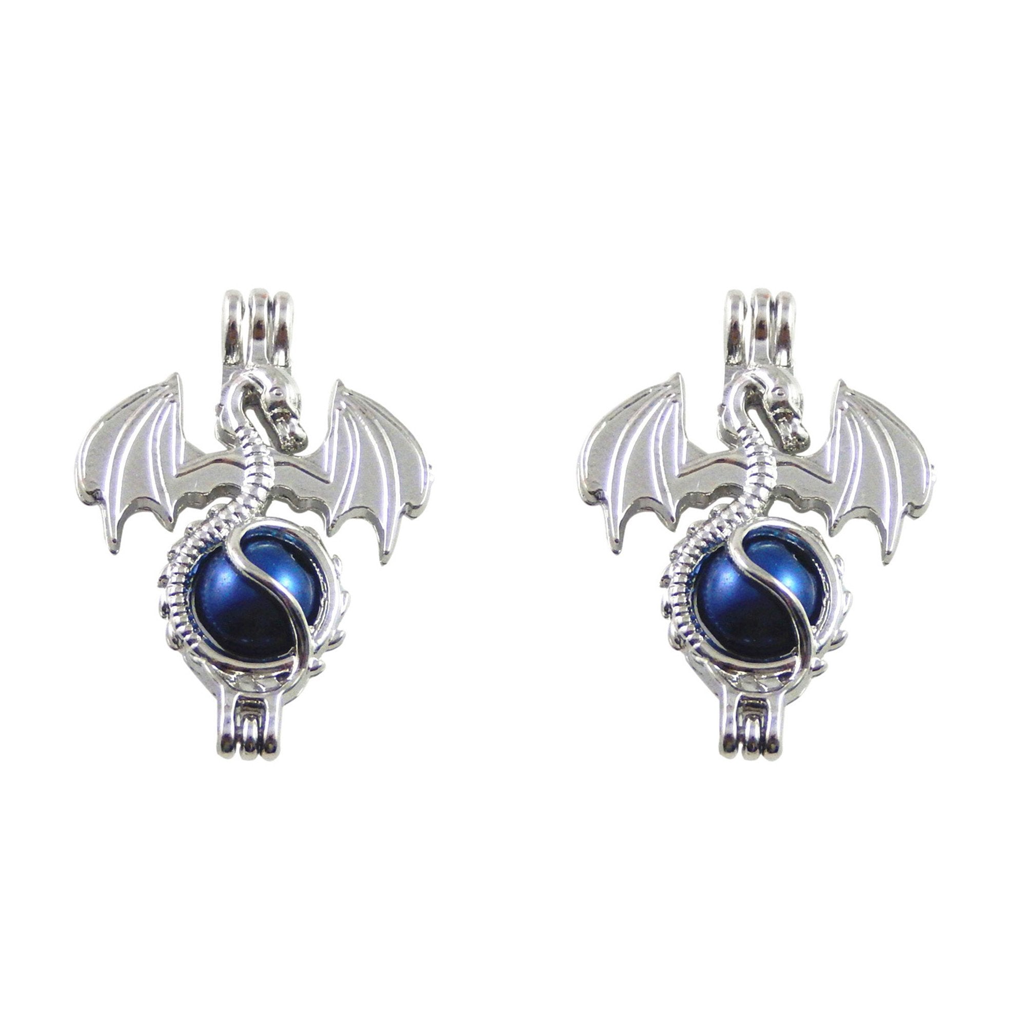 Julie Wang silver dragon pendant; compact diffuser charm for 8mm beads.