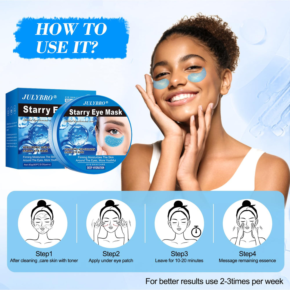 JULYBRO eye patches demonstrated during morning skincare routine.