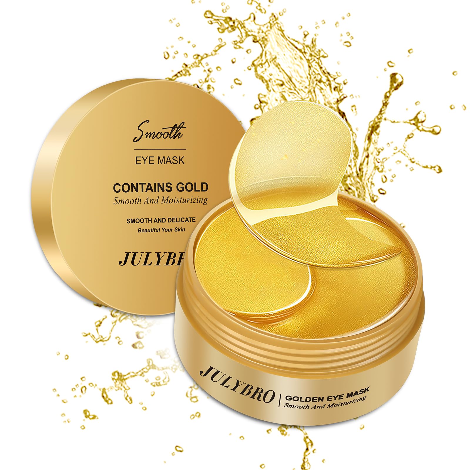 JULYBRO under eye mask gold gel patches ready for refreshed eyes and light puffiness relief