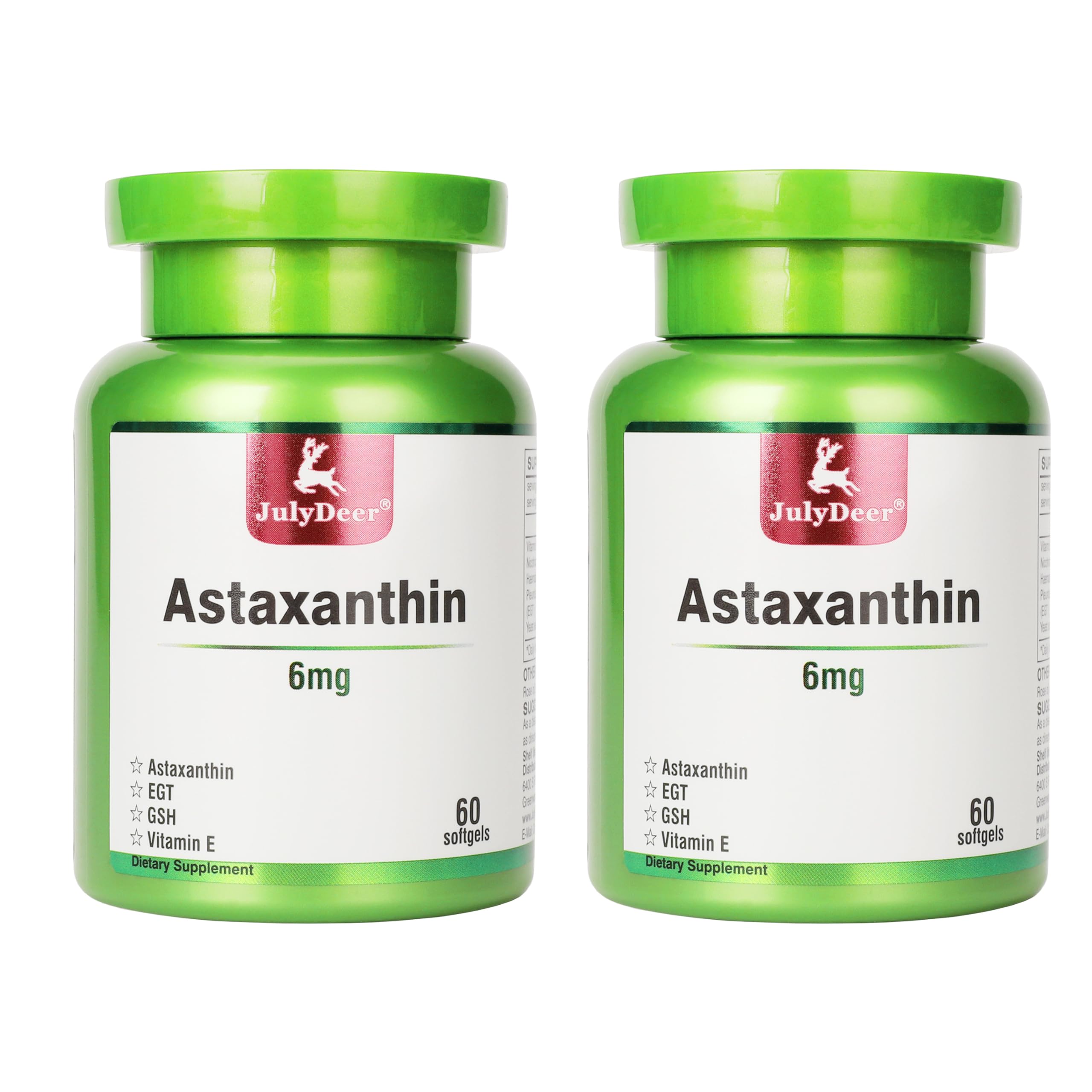 JulyDeer 2 Bottles Astaxanthin 6mg 120 Softgels - hero image