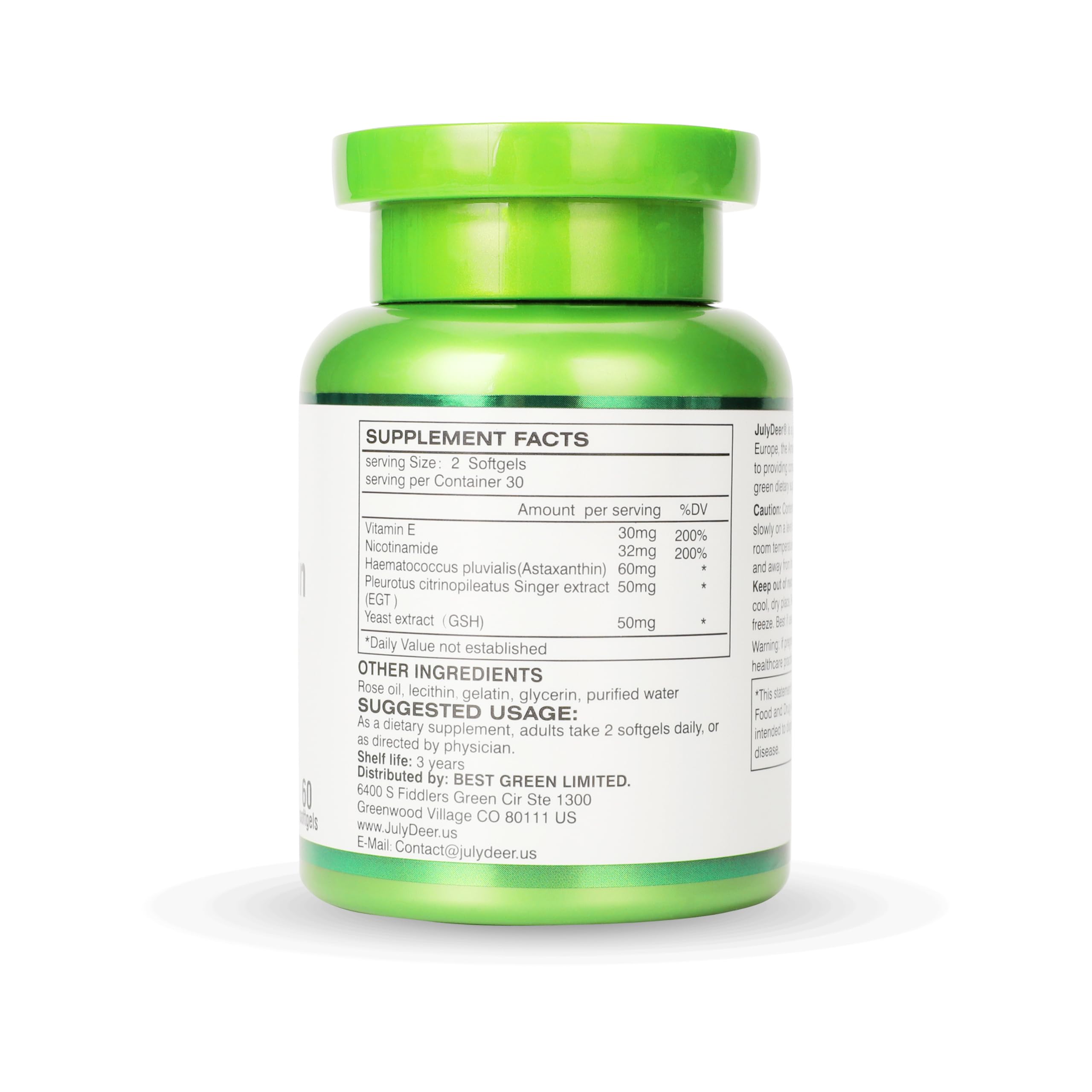 Product bottle and packaging view