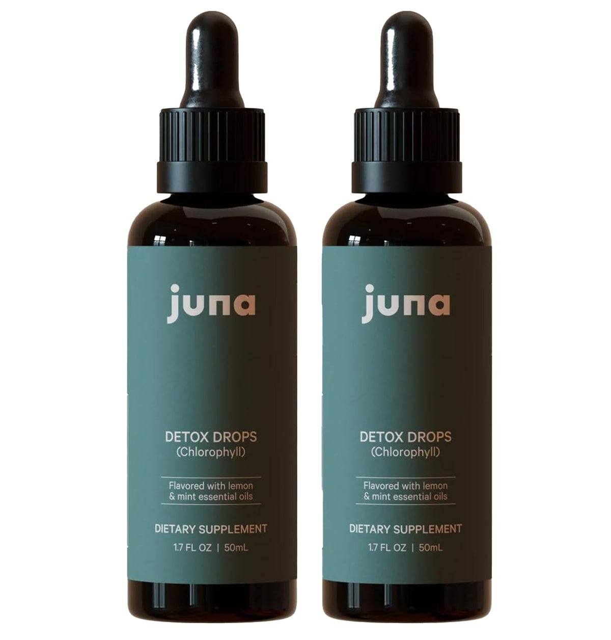 Front view of Juna Chlorophyll Drops 2-Pack bottle