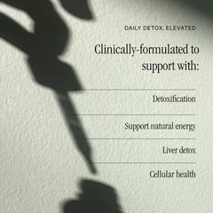 Daily detox benefits graphic with chlorophyll icon