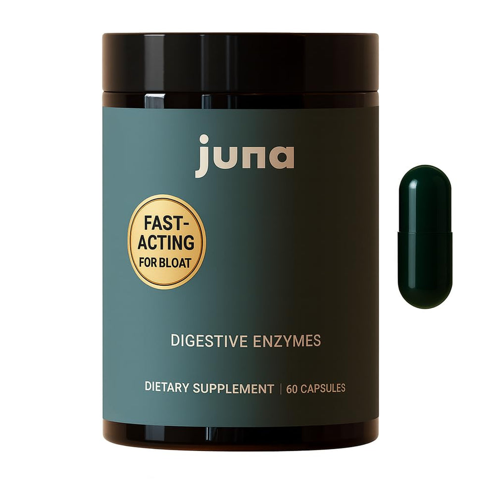 Juna Detox bottle side view with clean label for easy daily digestion support
