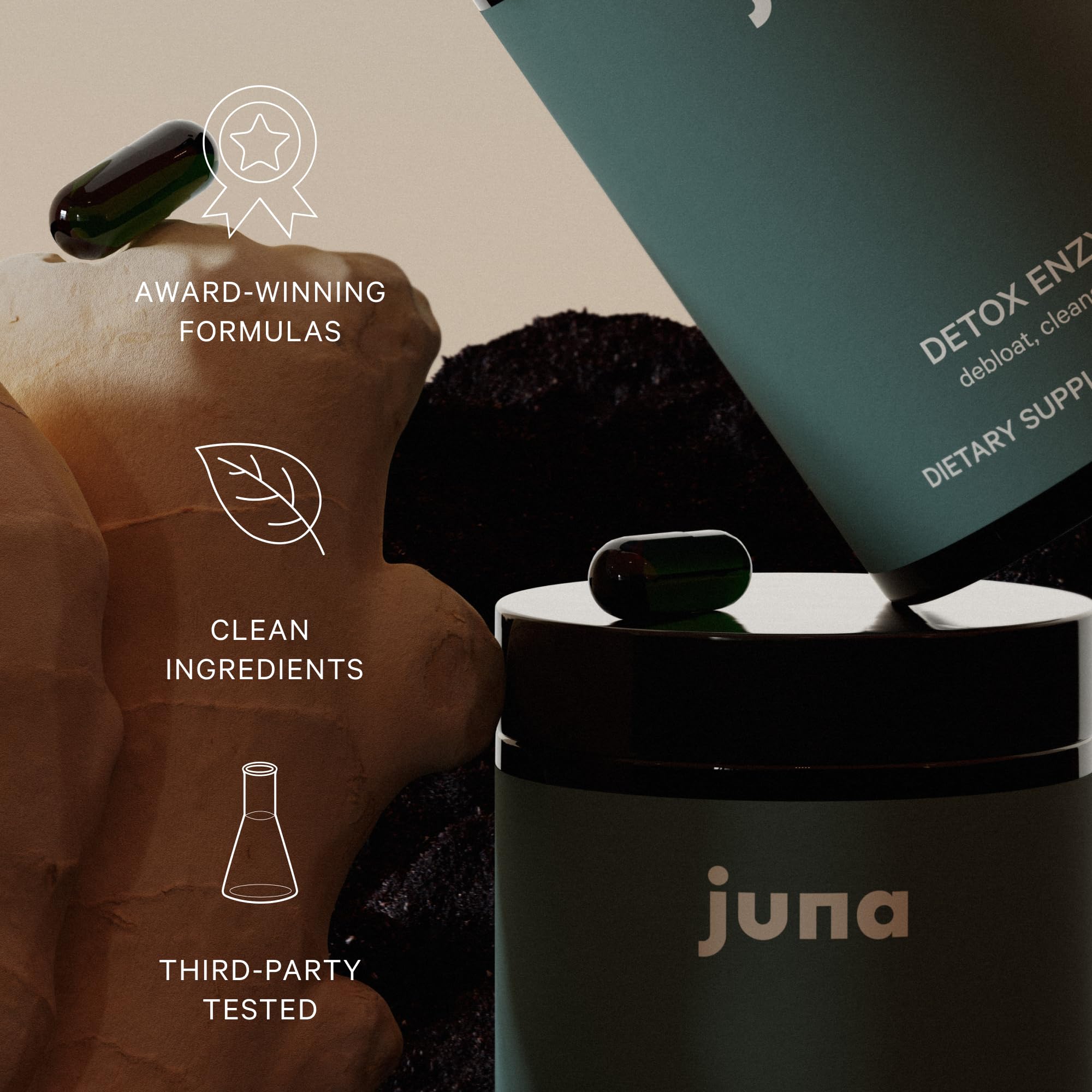Juna Detox plant-based enzyme blend supports diverse food digestion