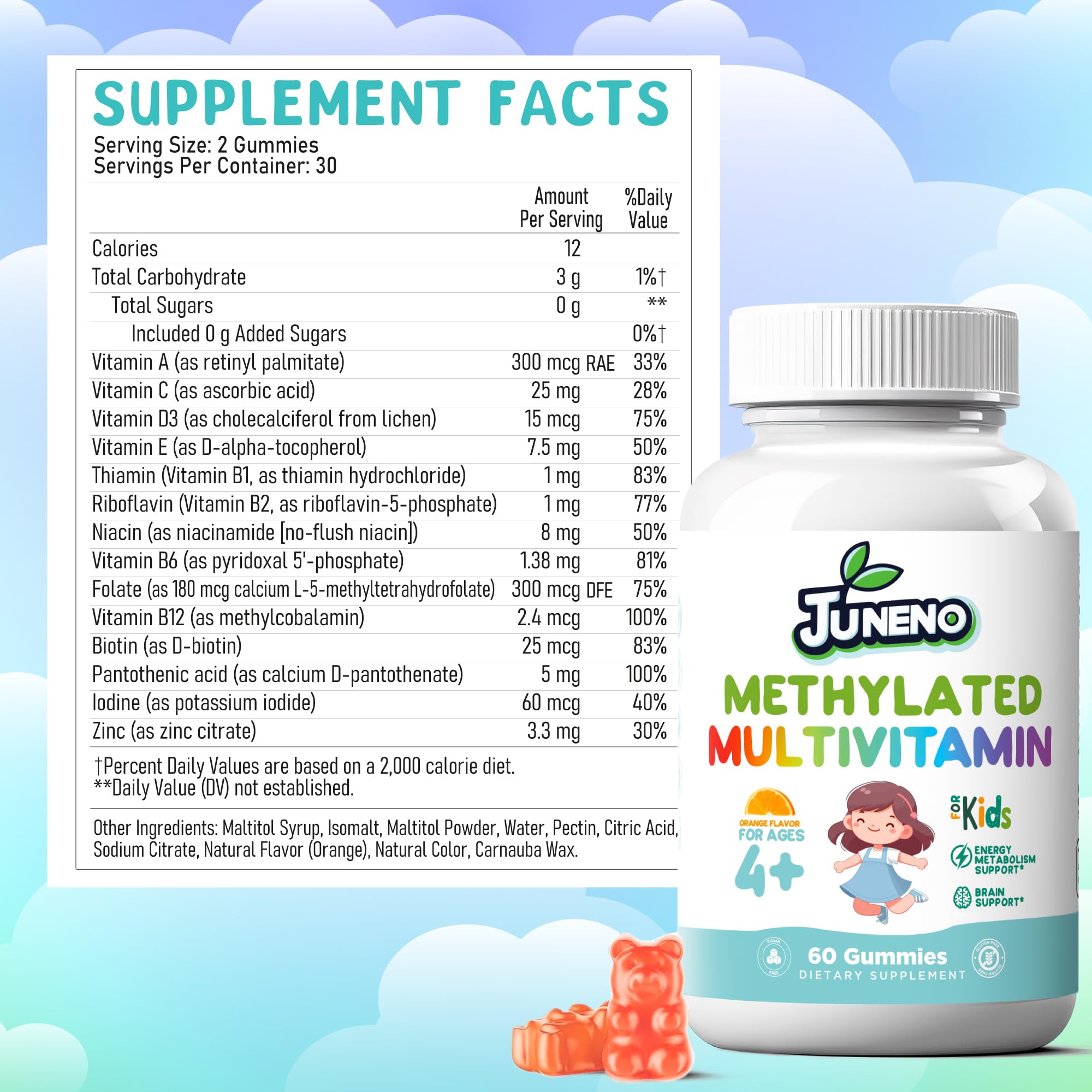 Orange-flavored gummies in kid-friendly serving