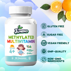 Vegan, gluten-free Juneno Methylated Multivitamin Gummies for Kids packaging