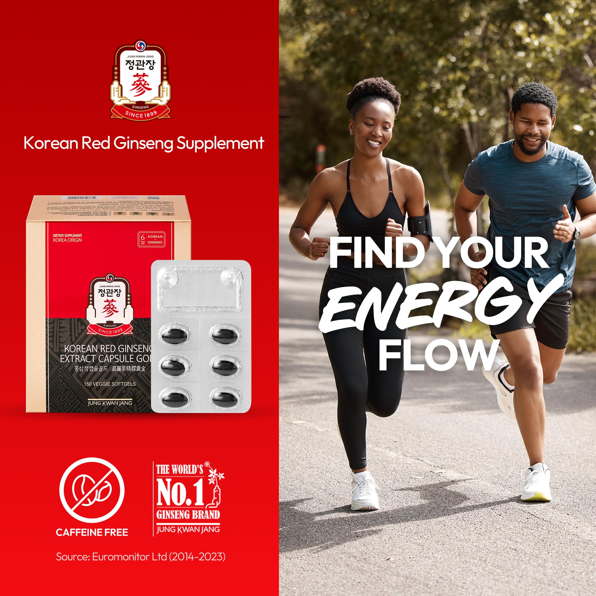 Jung Kwan Jang Korean Red Ginseng capsules poured for easy daily intake