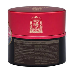 Close-up of Jung Kwan Jang label highlighting premium ginseng source.