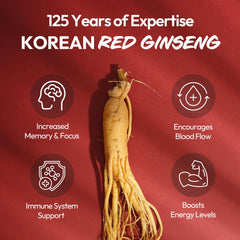 Jung Kwan Jang Korean Red Ginseng vegan non-GMO seal on bottle