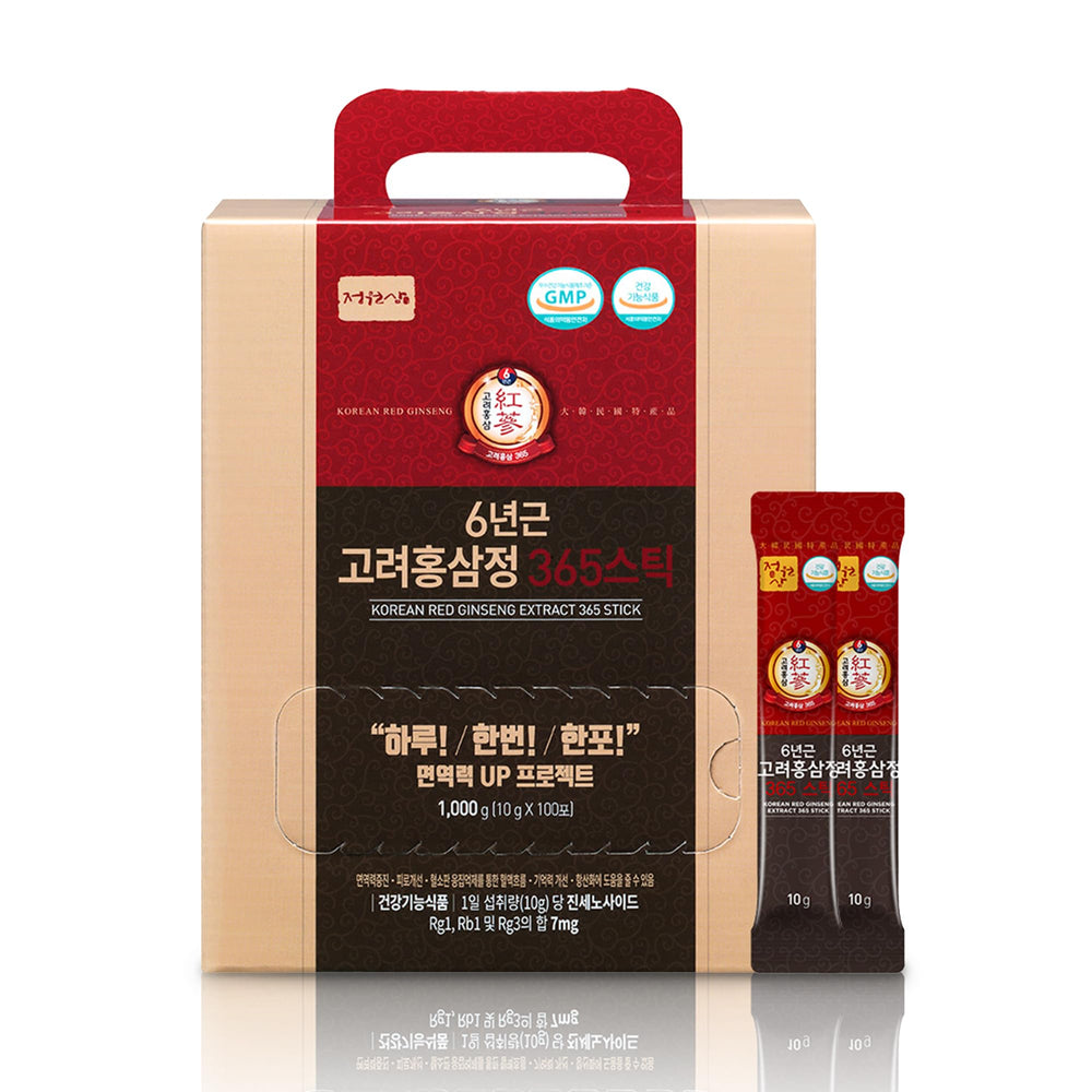 Front packaging of JUNGWONSAM 6-Year Korean Red Ginseng 365 Stick