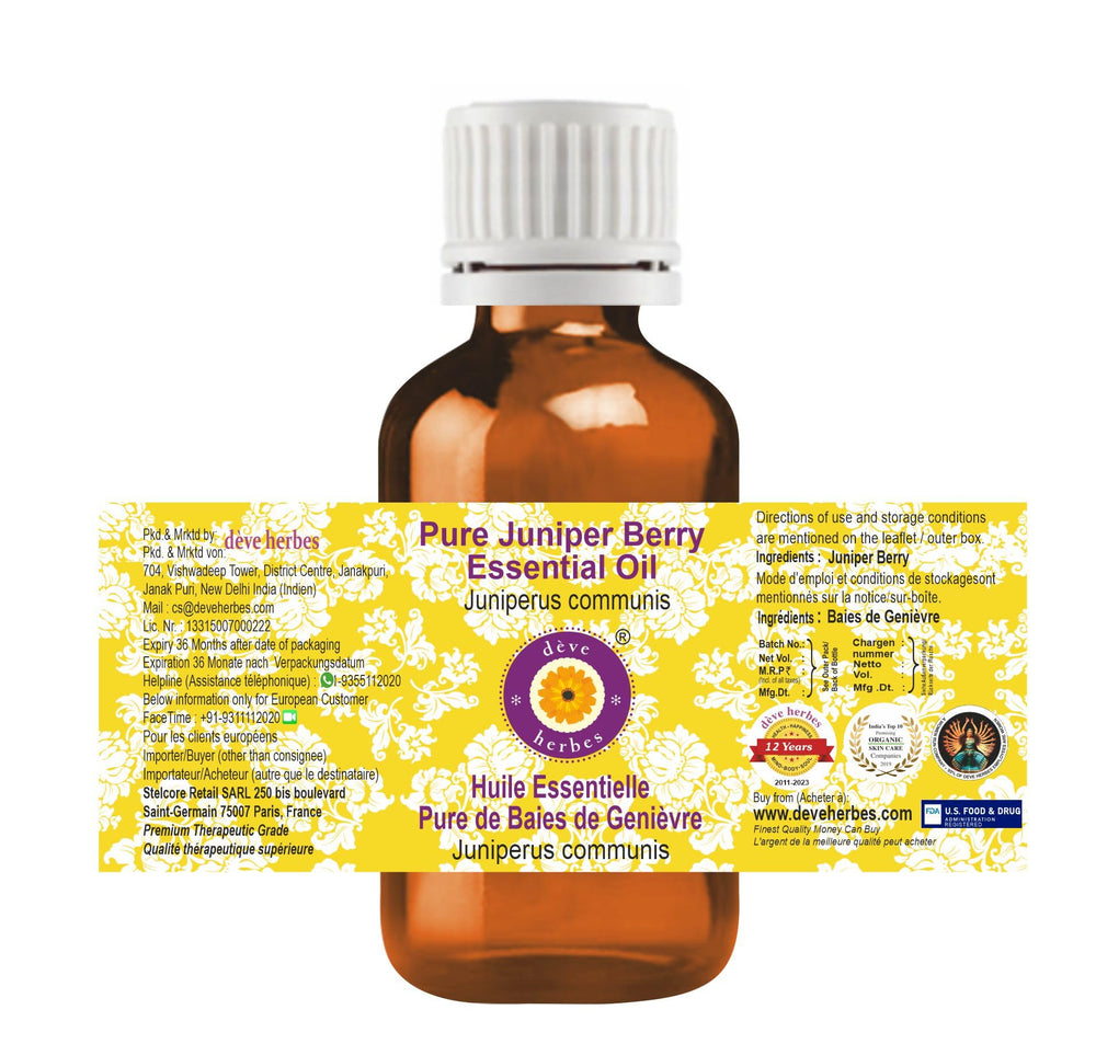 Label on Deve Herbes Juniper Berry Essential Oil bottle