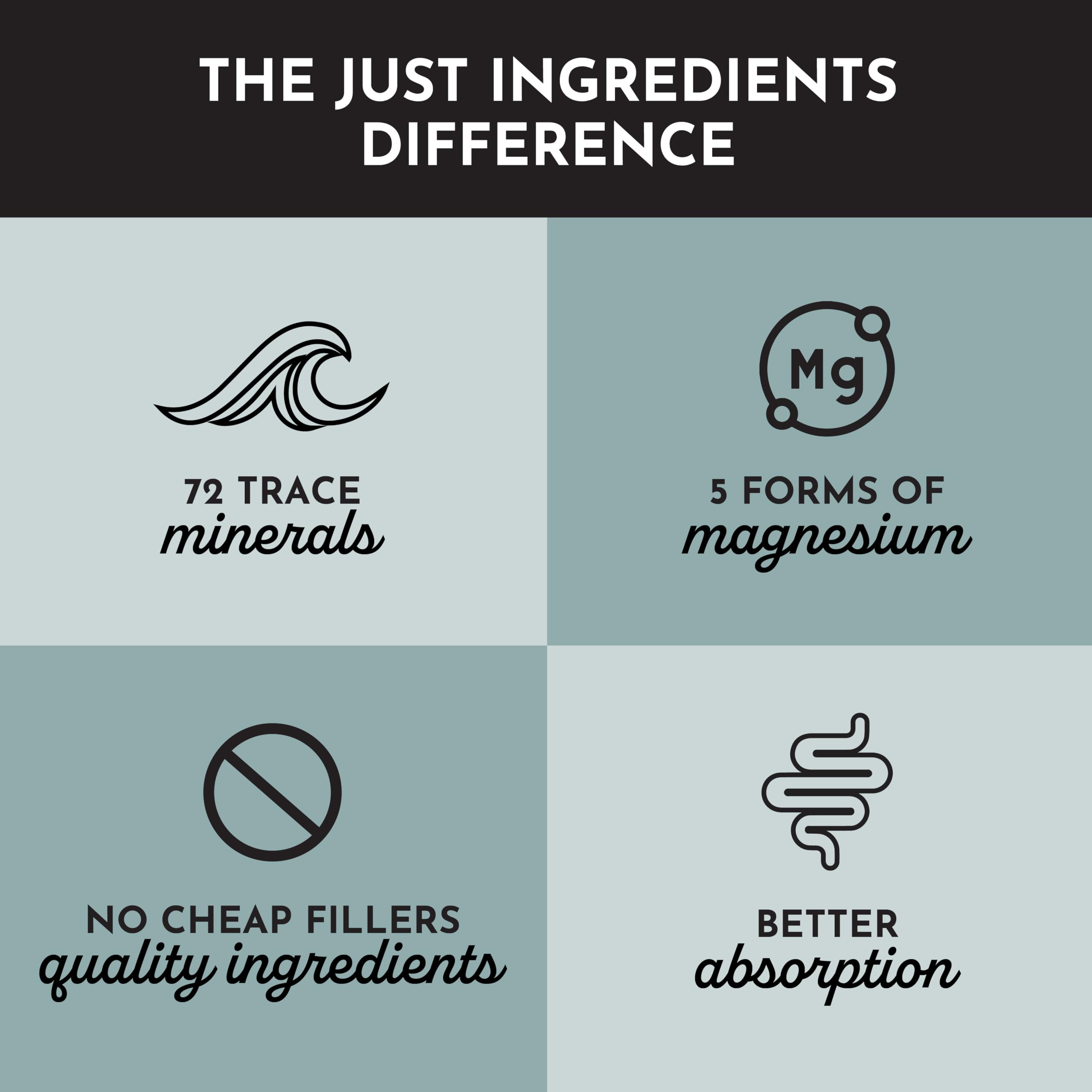 Just Ingredients Magnesium Complex vegan and gluten-free packaging badge