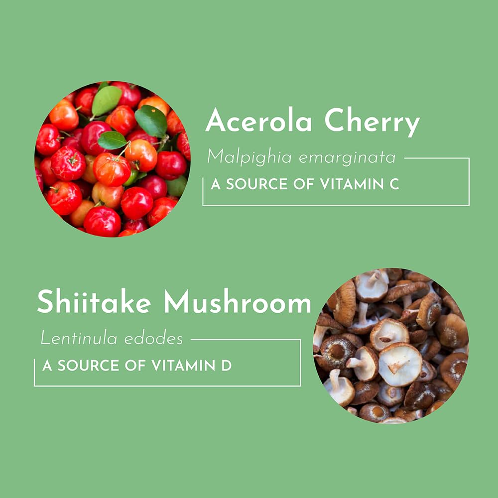 Label highlighting 12 essential vitamins and minerals