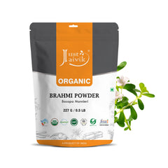 Just Jaivik Brahmi Powder 227 g jar label Bacopa Monnieri
