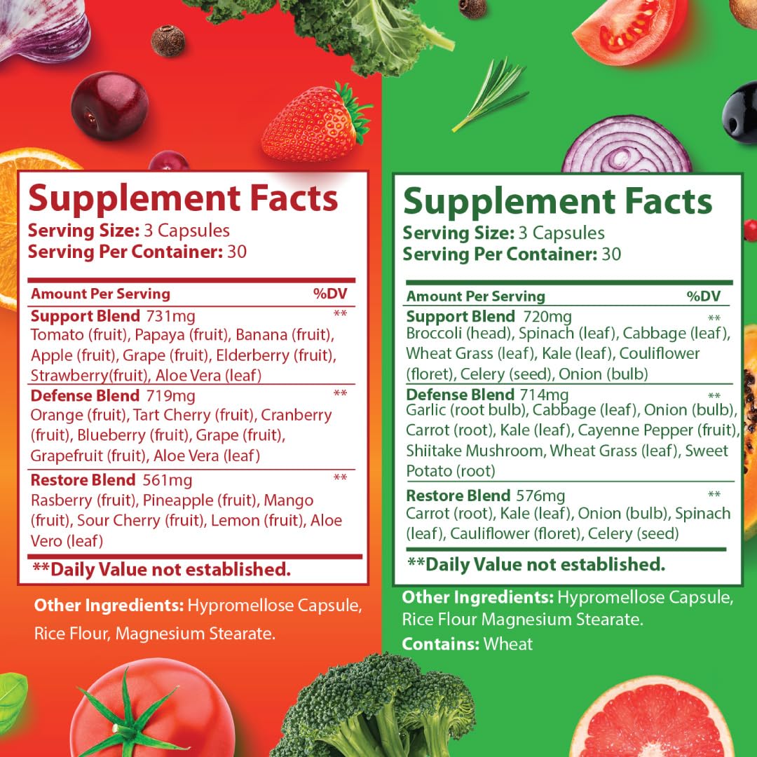 1 pack packaging showing green and red capsules